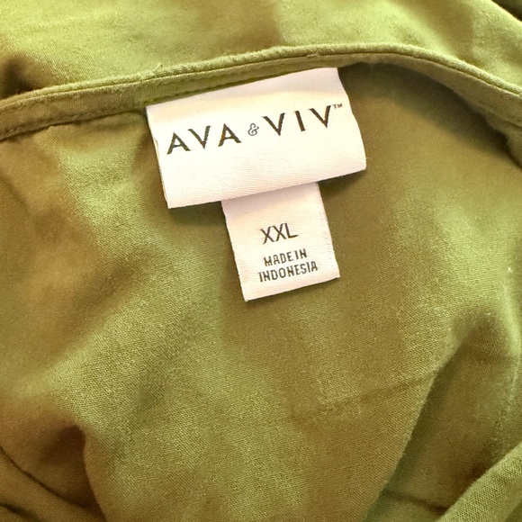 Ava & Viv | Olive Green | Midi Dress | Women’s | Pockets | Summer | Vacation - Picture 2 of 4